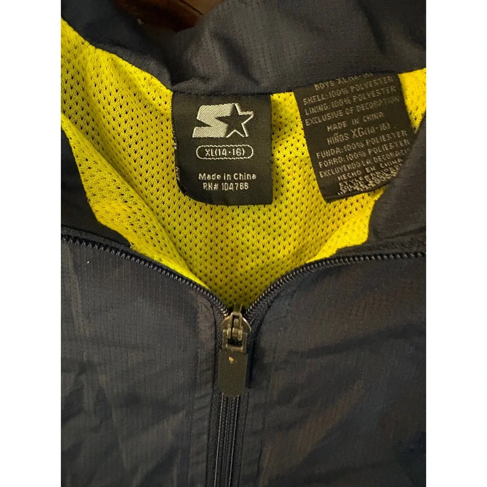 Starter Boys Navy Blue White Windbreaker Jacket XL 14-16 Mesh Lined Full Zip